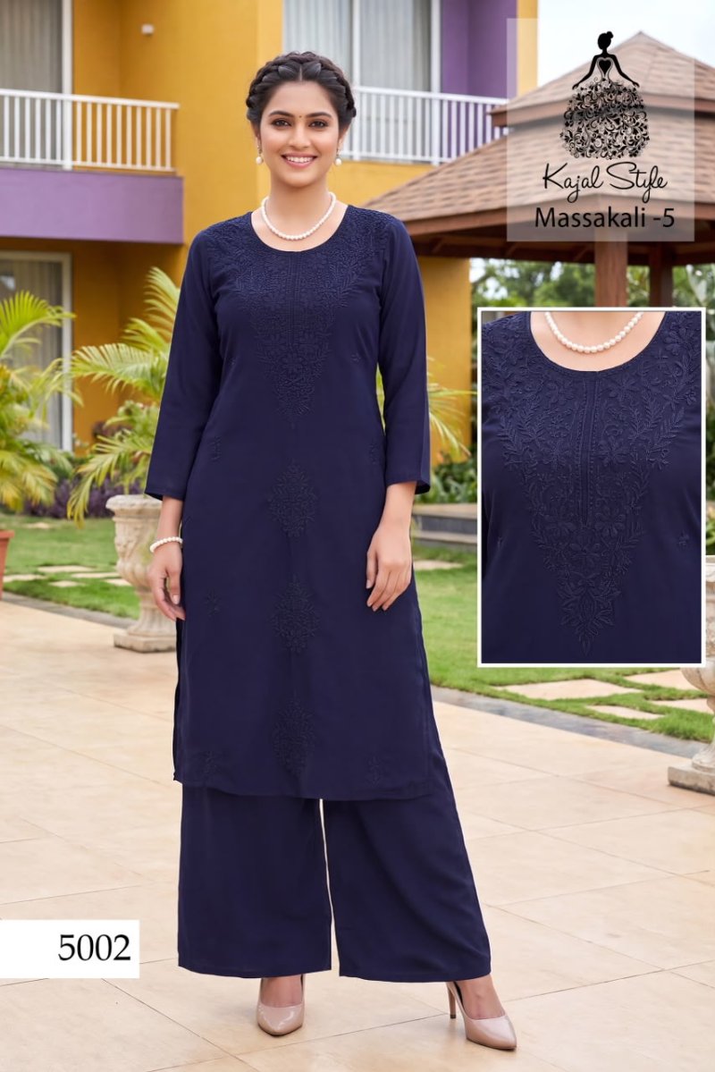 Massakali Vol 5 By Kajal Style Rayon Lucknowi Kurti With Bottom